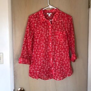 Old Navy Nautical Themed Button Down Top
